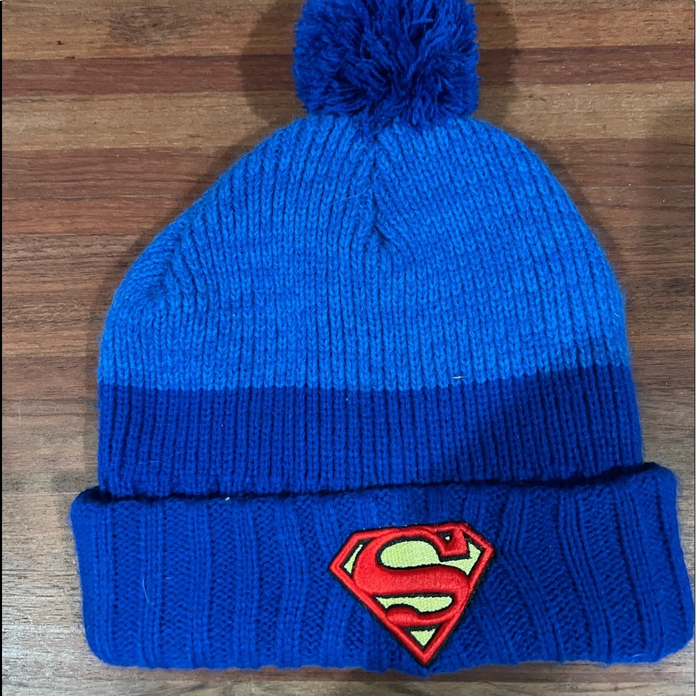 Superman Logo Cuff Pom Beanie